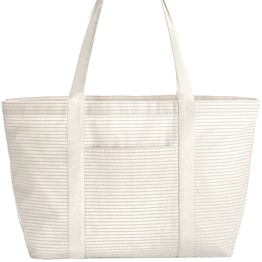 Drifted Daisy striped eco tote – 100% organic cotton with long shoulder straps