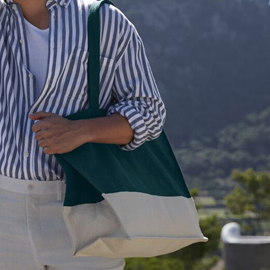 Eco-Friendly Boho Tote Bag with Contrast Panels
