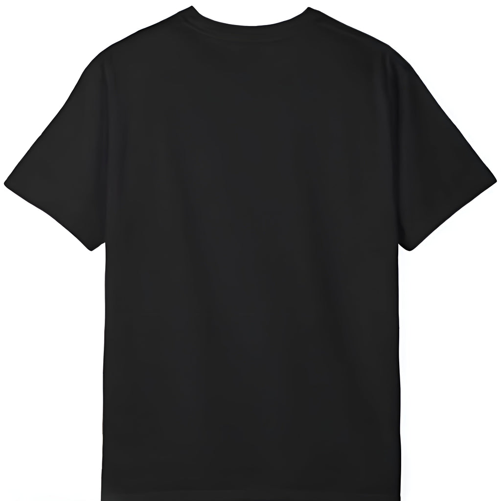 Black t-shirt on a white background