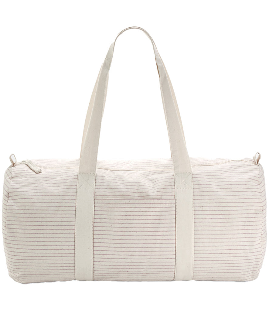 Boho weekend barrel bag – sustainable cotton with coastal stripes