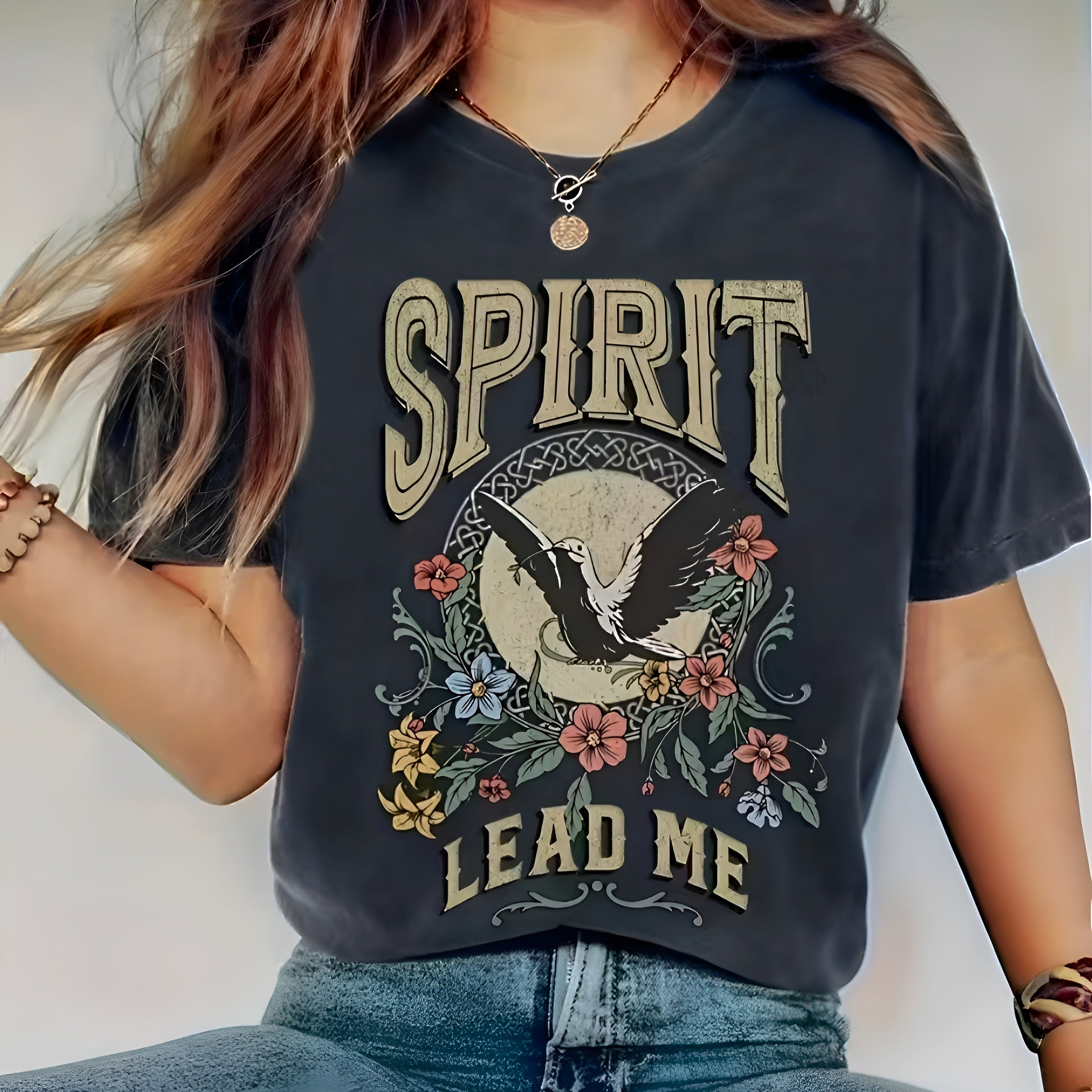 Spirit lead me floral and bird t-shirt 
